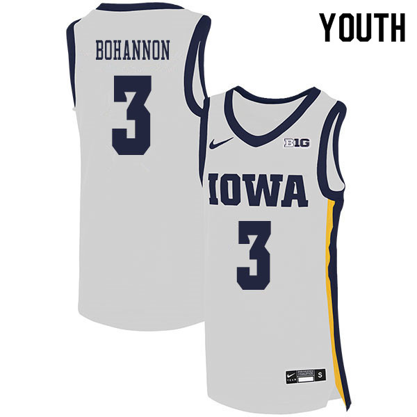 2020 Youth #3 Jordan Bohannon Iowa Hawkeyes College Basketball Jerseys Sale-White - Click Image to Close